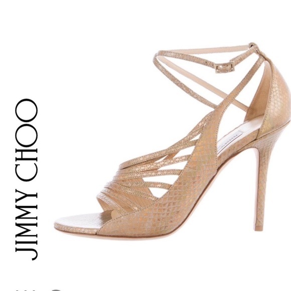Jimmy Choo Florry Strappy Stiletto Sandals Hologram Snake